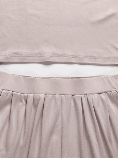 Simple Solid Color T-Shirt & Pants Two Pieces Set