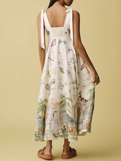 Ayla™ | Painted Ballet Tie Midi Dress