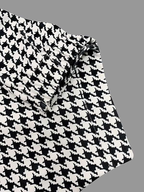 Loose Wide Leg Houndstooth Casual Pants Bottoms Trousers