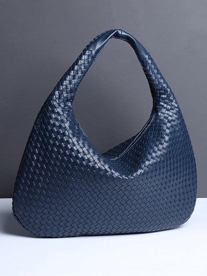 Geometric Solid Color Split-Joint Woven Zipper Bags Handbags