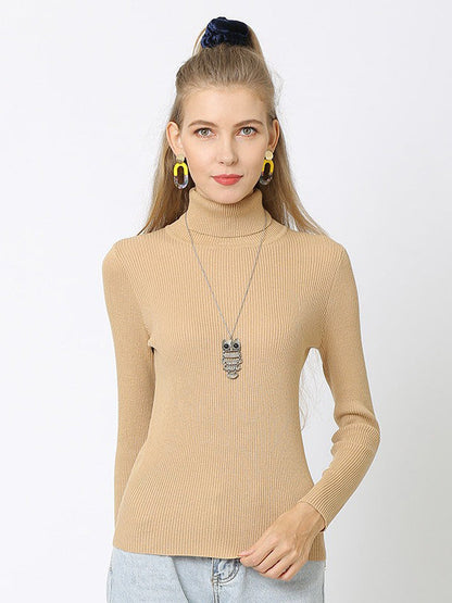 10 Colors Simple Knitting Solid Color High-Neck Pullover