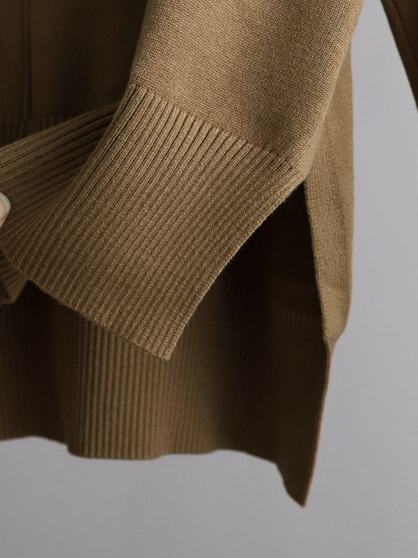 Ensemble deux pièces élégant avec pull à manches longues, col roulé et pantalon large 