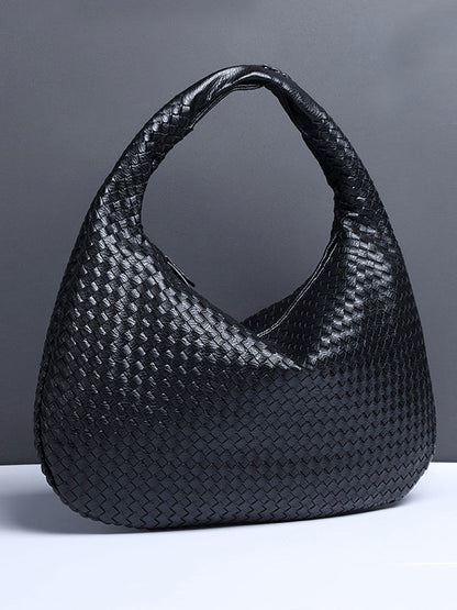 Geometric Solid Color Split-Joint Woven Zipper Bags Handbags
