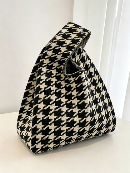 Houndstooth Contrast Color Satchels Bags