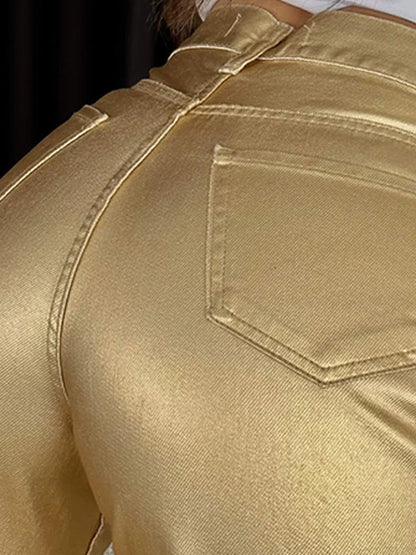 Pantalons de couleur unie à poches larges 