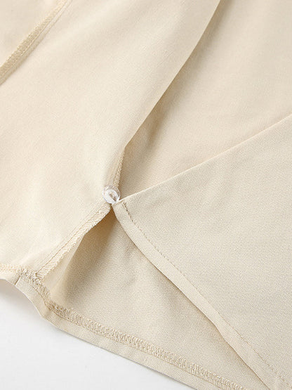 Solid Color Sleeveless Asymmetric Split-Joint  V-Neck Vest Tops +  Straight Leg Pants Suits Two Pieces Set