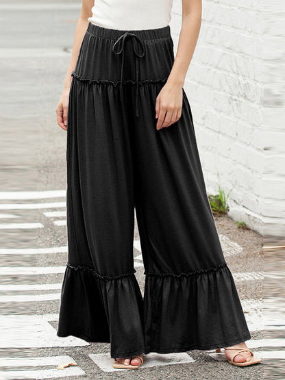 High Waisted Loose Pleated Solid Color Pants Trousers