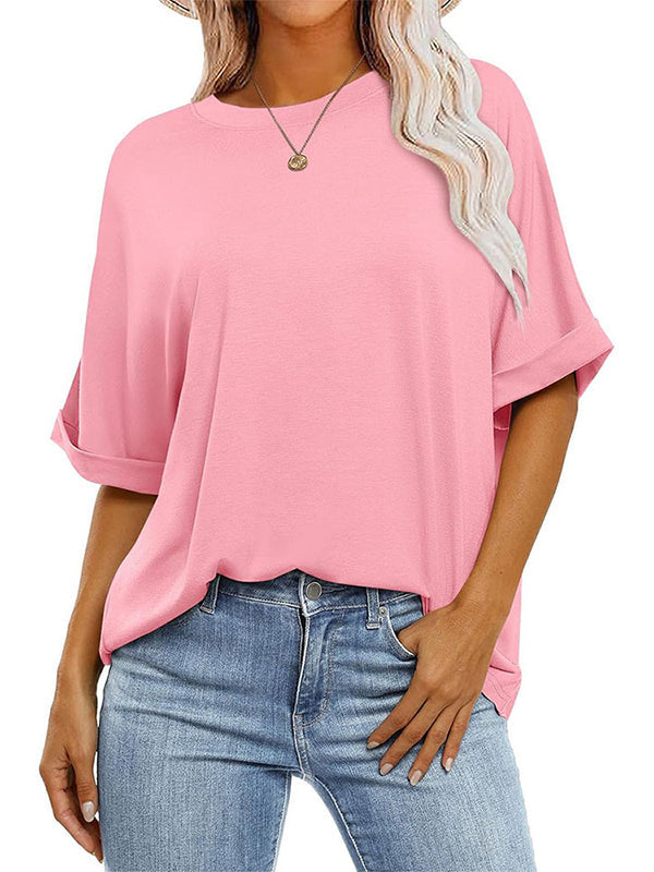 T-shirts à manches raglan et col rond, couleur unie 