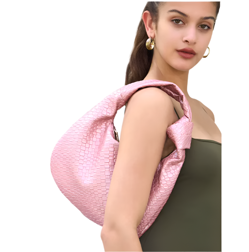 Women Woven Leather Knotted Strap Shoulder Bag