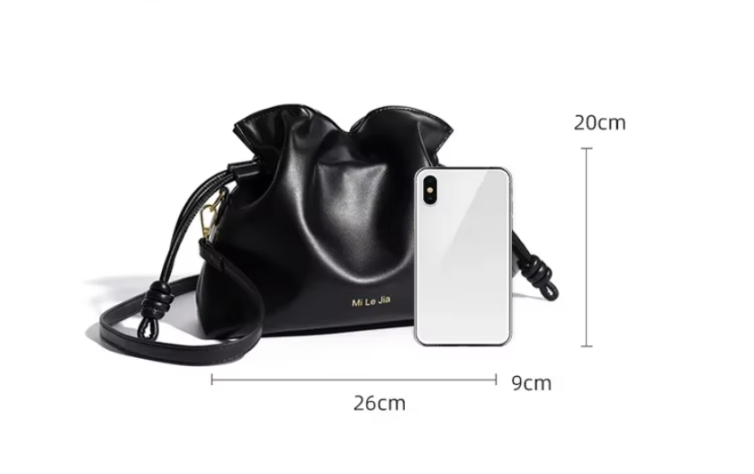 Women Leather Crossbody Bucket Bag