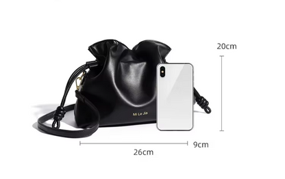 Women Leather Crossbody Bucket Bag
