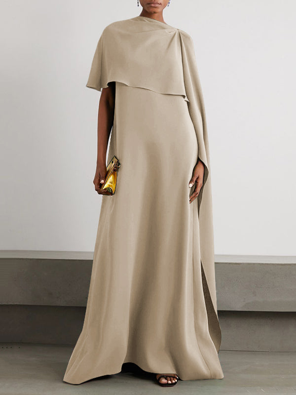 Robes longues amples asymétriques de couleur unie 