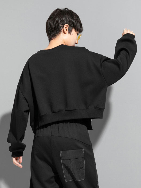 Original Creation Sweatshirt-Oberteile mit lockeren Fledermausärmeln, kontrastfarbenem Split-Joint und Rundhalsausschnitt 