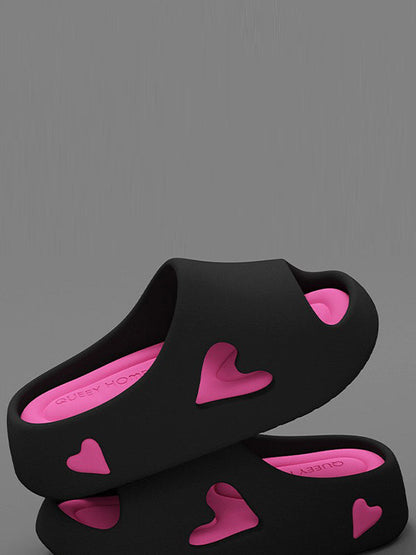 Contrast Color Hollow Open Toe Platform Shoes Slippers