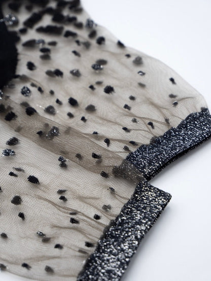 Transparent Socks with Silver Polka Dots