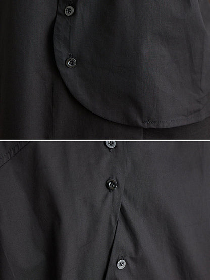 Irregular Clipping Solid Color Lapel Shirts Tops