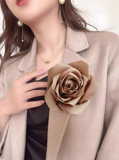 Flower Shape Solid Color Brooch Accessories CHAMPAGNE One_size