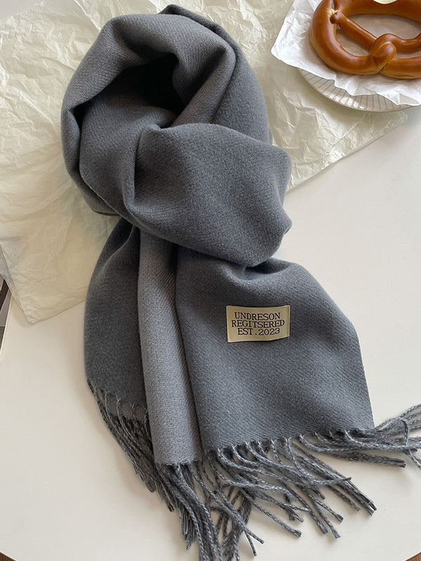 Keep Warm Tasseled Shawl&Scarf GRAY One_size