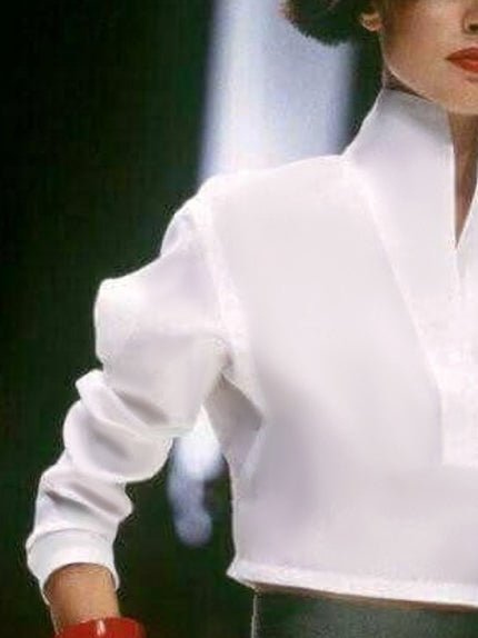 Long Sleeves Loose Solid Color High Neck Blouses&Shirts Tops