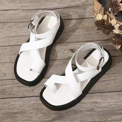 Caroline | Women's Platform Flat Buckle Sandals