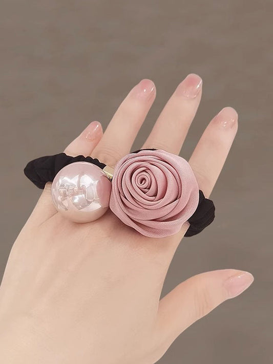 Beaded Elasticity Flower Shape Pleated Shiny Hair Accessories Hairbobble Hairtie Ponytailholder