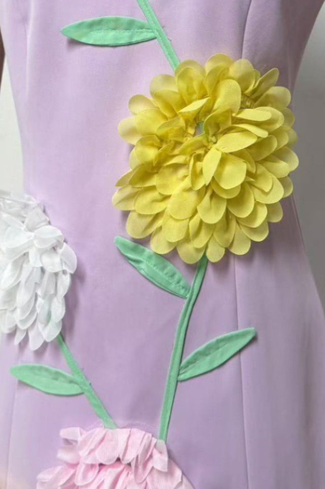 Sibyl Floral Applique Sleeveless Mini Dress