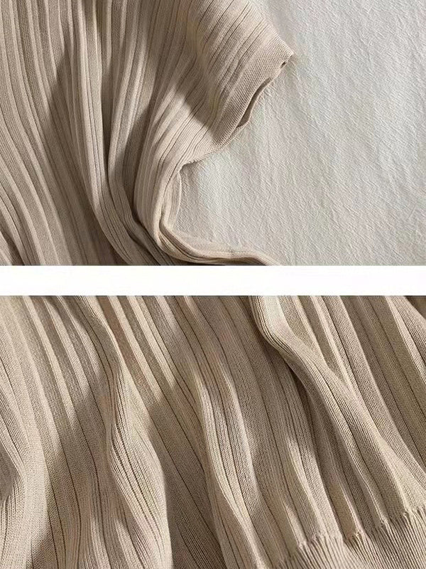 Loose Knitting Raglan Sleeve Solid Color V-Neck Sweater Top + Pants Two Pieces Set