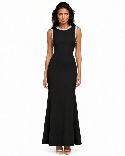 ANGE Knit Embellished Sleeveless Formal Dress