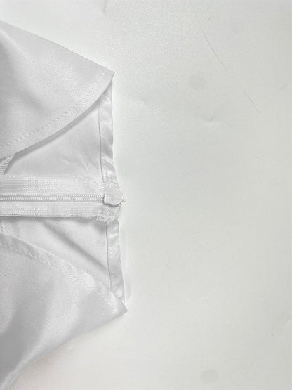 Half Sleeves Loose Elasticity Printed Split-Front Stand Collar Maxi Dresses