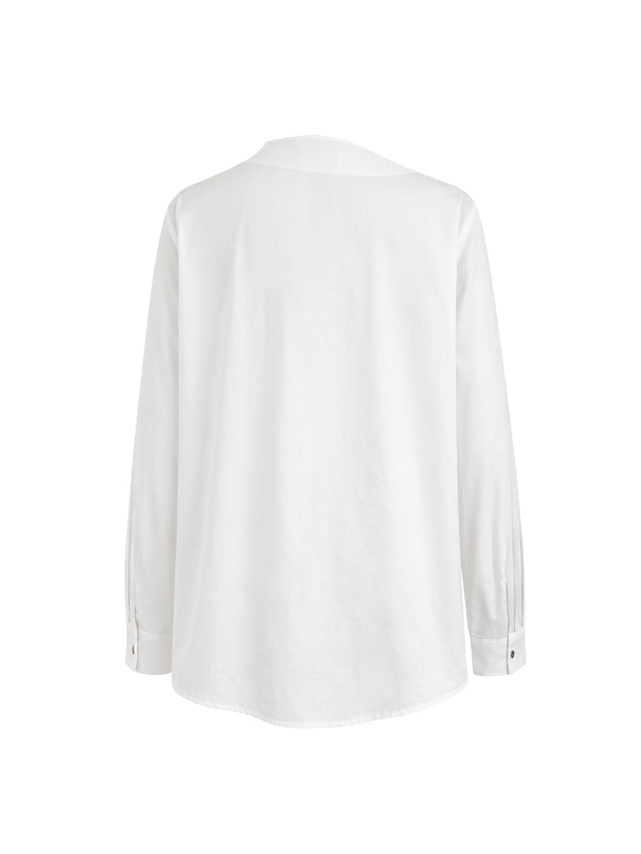 Split-front Buttoned Asymmetric Long Sleeves Blouses&shirts Tops