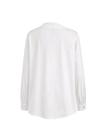 Split-front Buttoned Asymmetric Long Sleeves Blouses&shirts Tops