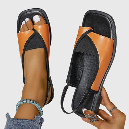 Zara | Women's Square Toe Colorblock Slip-On Flat Sandals