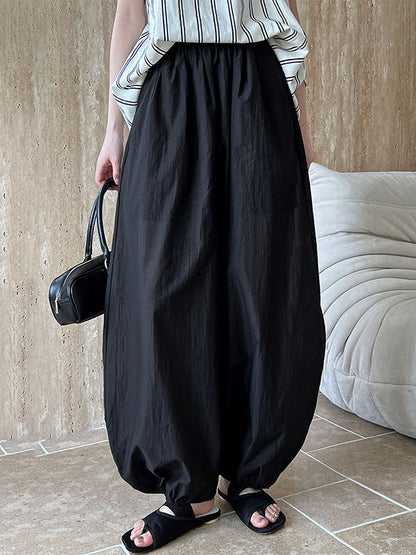 Haremshose mit hoher Taille, Elastizität, einfarbig, Hose mit geteiltem Gelenk 