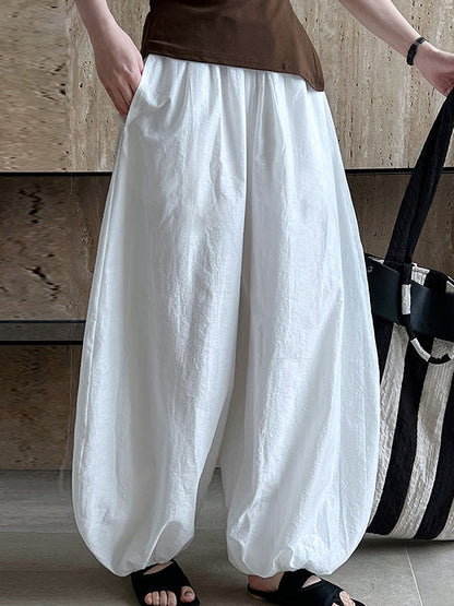 Haremshose mit hoher Taille, Elastizität, einfarbig, Hose mit geteiltem Gelenk 