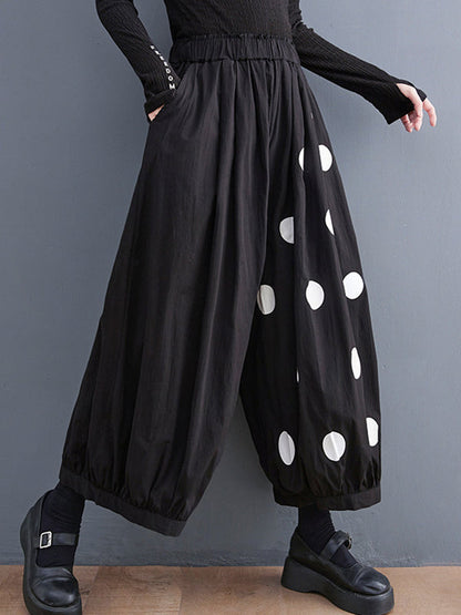 Original Creation Loose Wide Leg Polka-Dot Casual Pants Bottoms
