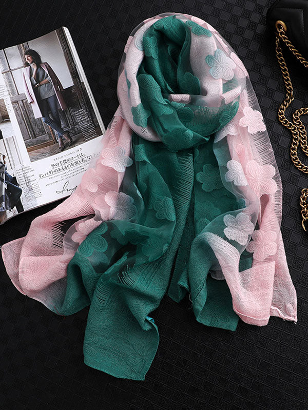 Original Floral Sun-Protection Silk Scarf