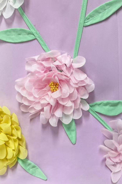 Sibyl Floral Applique Sleeveless Mini Dress