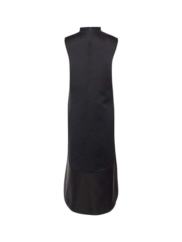 A-line High-low Solid Color Split-Joint Zipper Round-neck Maxi Dresses