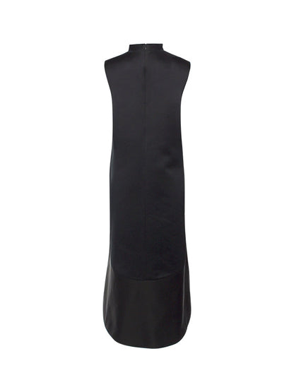 A-line High-low Solid Color Split-Joint Zipper Round-neck Maxi Dresses