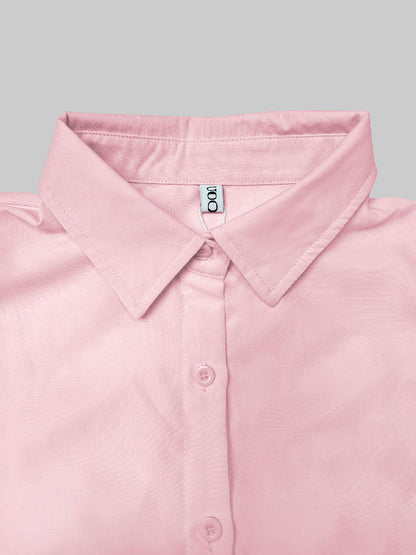 A-Line Long Sleeves Layered Pleated Pockets Solid Color Split-Joint Lapel Midi Dresses Shirt Dress