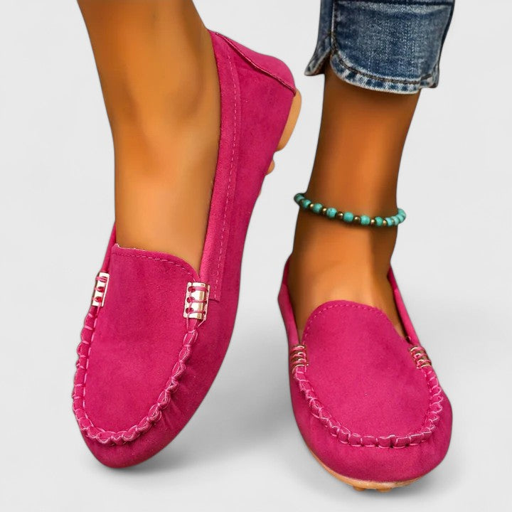Ruby | Women's Suede Slip-On Loafers Flat Moccasin Shoes