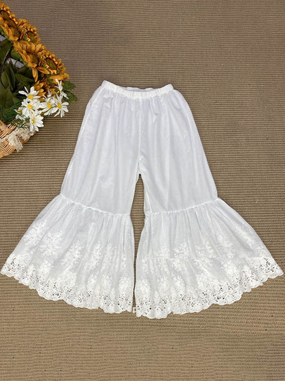 Vintage Loose Embroidered High Waisted Wide Leg Flared Pants