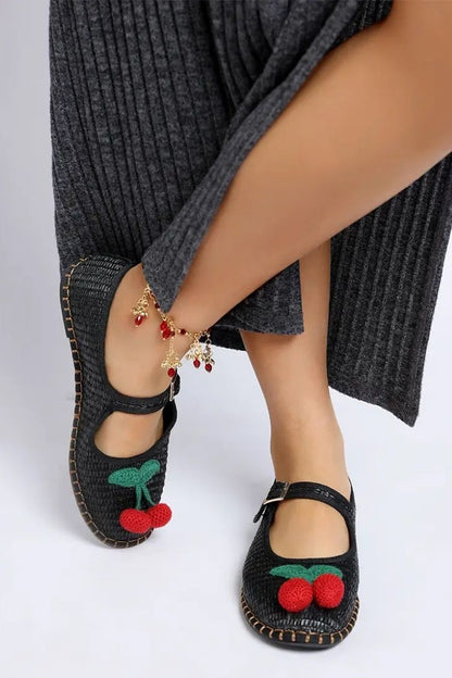 Cherry Accent Mary Jane Flats