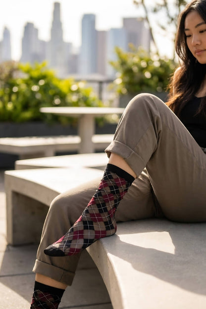 Sheer Argyle Crew Socks