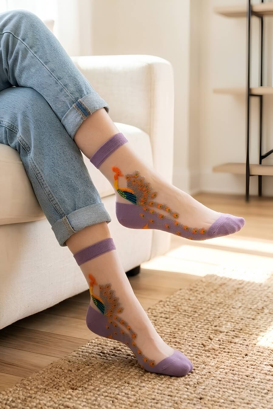 Peacock Sheer Mesh Socks