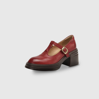 Rowena | Women's Chunky Block Heel Mary Jane Pumps Round Toe Strap