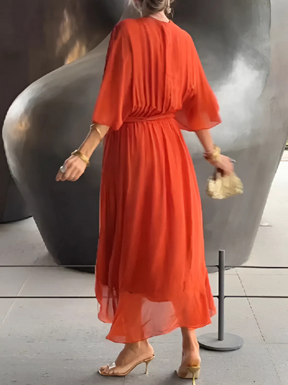 Eden | Women's Wrap Flowy Draped Midi Dress