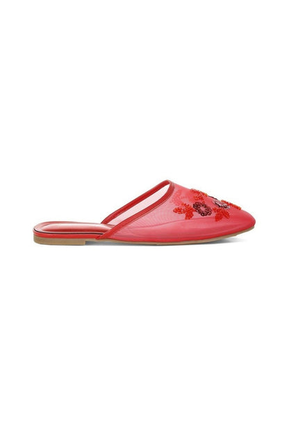Nahra Mesh Sequin Beaded Mules