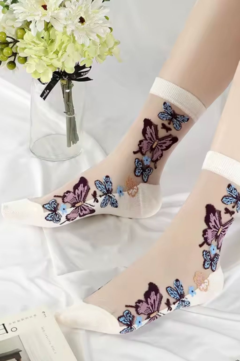 Butterfly Sheer Socks 2-Pack
