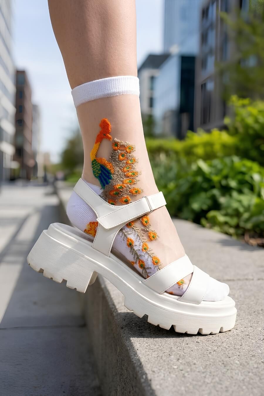 4-Pack Peacock Sheer Mesh Socks